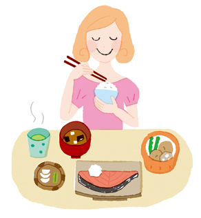 食生活は量より質を大事にし、脂肪や糖分、塩分は控えめにして、栄養バランスのとれた食事を心がけましょう
